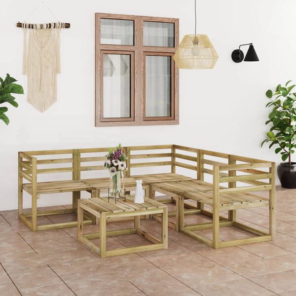 vidaXL Set Divani da Giardino 6 pz in Legno di Pino Impregnato Verde