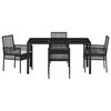 vidaXL Set da Pranzo per Giardino 5 pcs Nero polyrattan