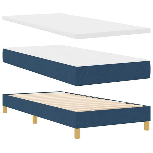 vidaXL Letto a molle con materasso Blu 200 x 90 cm Tessuto