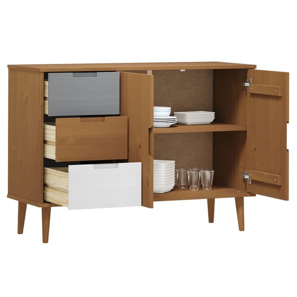 vidaXL Credenza MOLDE Marrone 113x40x80 cm in Legno Massello di Pino