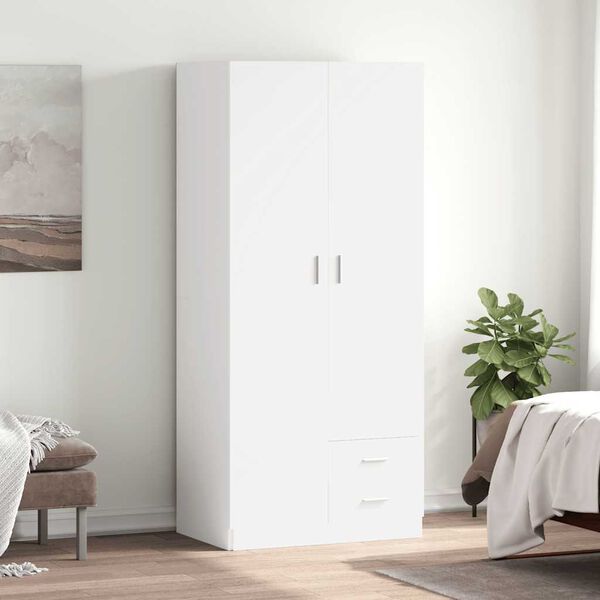 vidaXL Armadio Bianco 80x52x180 cm in Legno Multistrato