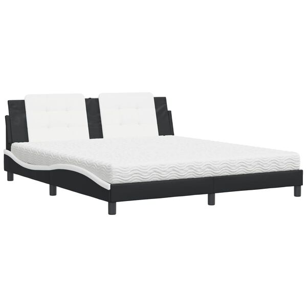 vidaXL Letto con Materasso Zadar Nero e Bianco 180x200 cm in Similpelle