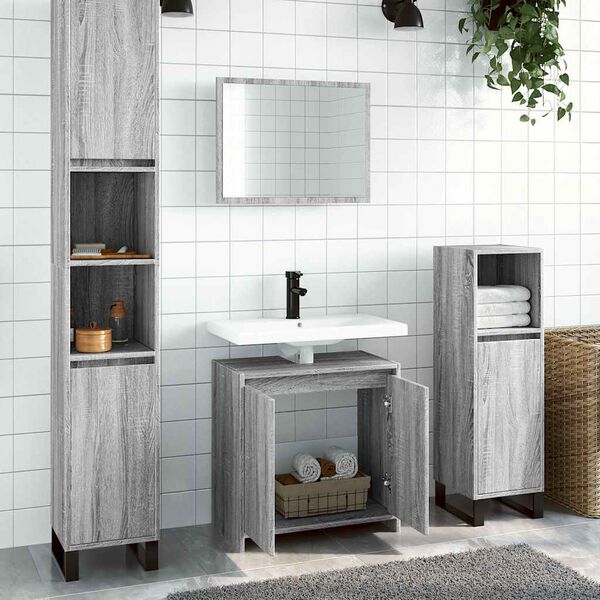 vidaXL Set Mobili da Bagno 2 pz Grigio Sonoma in Legno Multistrato