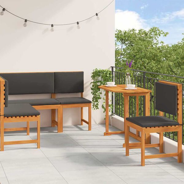 vidaXL Set Panchina da Giardino 4 pcs Marrone legno massello di acacia