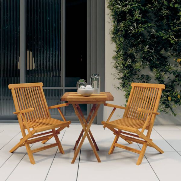 vidaXL Set da Pranzo per Giardino 3 pz in Legno Massello di Teak