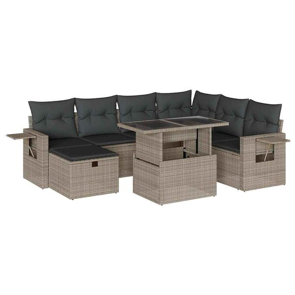 vidaXL Set Divano da Giardino 8pz con Cuscini Grigio Chiaro Polyrattan