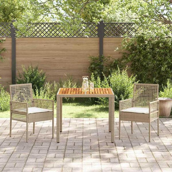 vidaXL Set da Pranzo per Giardino 3 pcs Beige polyrattan