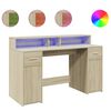 vidaXL Scrivania con Luci LED Rovere Sonoma 140x55x91cm in Multistrato