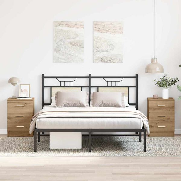 vidaXL Comodini 2 pz Rovere Artigianale 38x35x55 cm Legno Multistrato