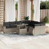 vidaXL Set Divano Giardino 10 pz con Cuscini Grigio Chiaro Polyrattan