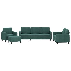 vidaXL Set di Divani 4 pz Verde Scuro in Velluto