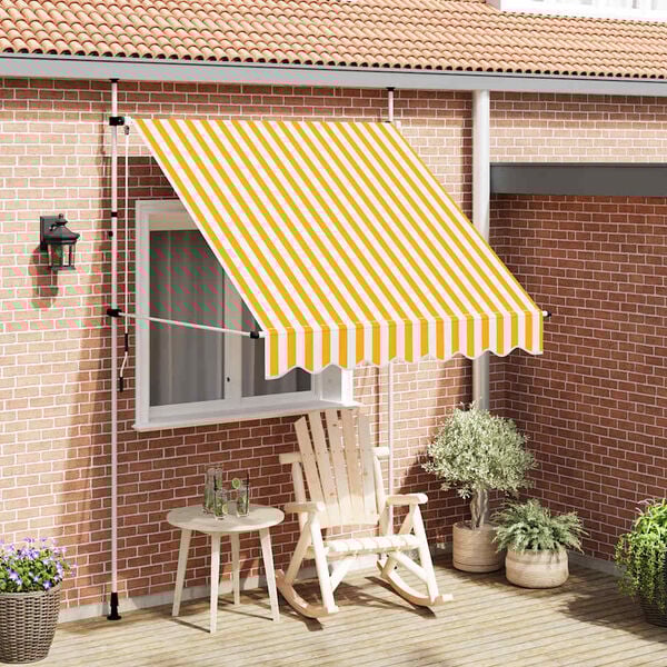 vidaXL Tenda da Sole Retrattile Manuale 200cm Strisce Arancione Bianco