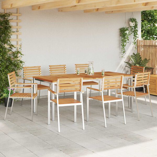 vidaXL Sedia da Giardino 8 pcs Olio Naturale Legno di teak solido