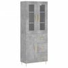 vidaXL Credenza Grigio Cemento 69,5x34x180 cm in Legno Multistrato