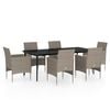 vidaXL Set da Pranzo da Giardino 7 pz con Cuscini Beige e Nero