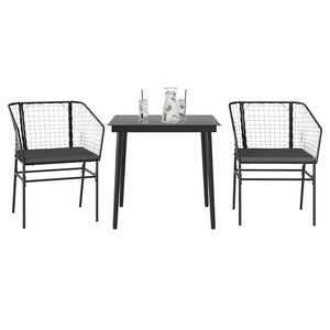 vidaXL Set da Pranzo da Giardino 3 pz con Cuscini Polyrattan Vetro