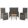 vidaXL Set da Pranzo da Giardino 4 pz con Cuscini in Polyrattan Grigio