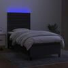 vidaXL Letto a Molle con Materasso e LED Nero 80x200 cm in Tessuto