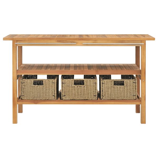 vidaXL Mobile da Bagno con Lavabi in Marmo Nero Legno Massello Teak