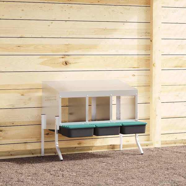 vidaXL Nido per Galline a 3 Scomparti con Gambe in Acciaio Zincato