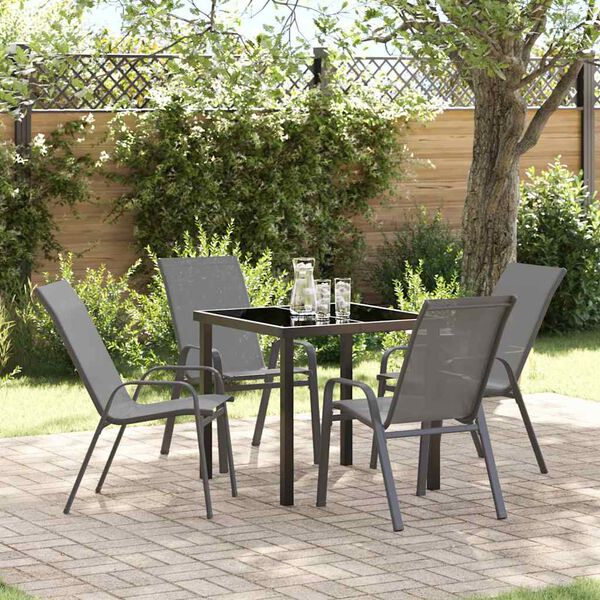 vidaXL Set da Pranzo per Giardino 5 pcs Grigio e Nero