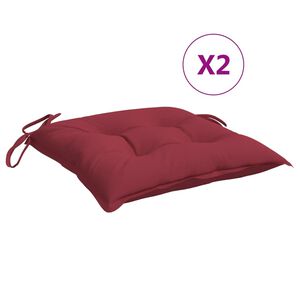 vidaXL Cuscini per Sedia 2 pz Rosso Vino 50x50x7 cm Tessuto Oxford