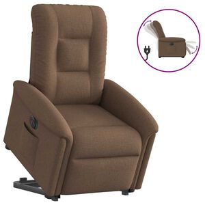 vidaXL Poltrona Alzapersona Reclinabile Elettrica Marrone Tessuto