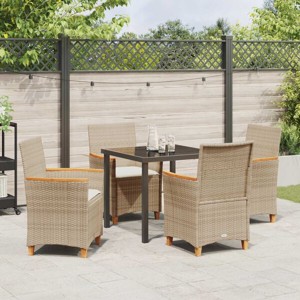 vidaXL Set da Pranzo per Giardino 5 pcs Beige polyrattan