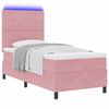 vidaXL Letto a Sorgente LED con materasso Rosa 80 x 200 cm Tessuto