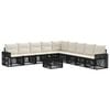 vidaXL Set Divano da Giardino 10 pz Nero e Bianco Crema polyrattan