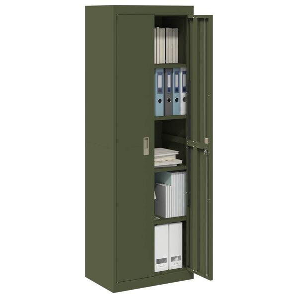 vidaXL Armadio con archiviazione 2 pcs Verde oliva 60 x 40 x 180 cm