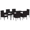 vidaXL Set da Pranzo per Giardino con cuscino 7 pcs Nero polyrattan