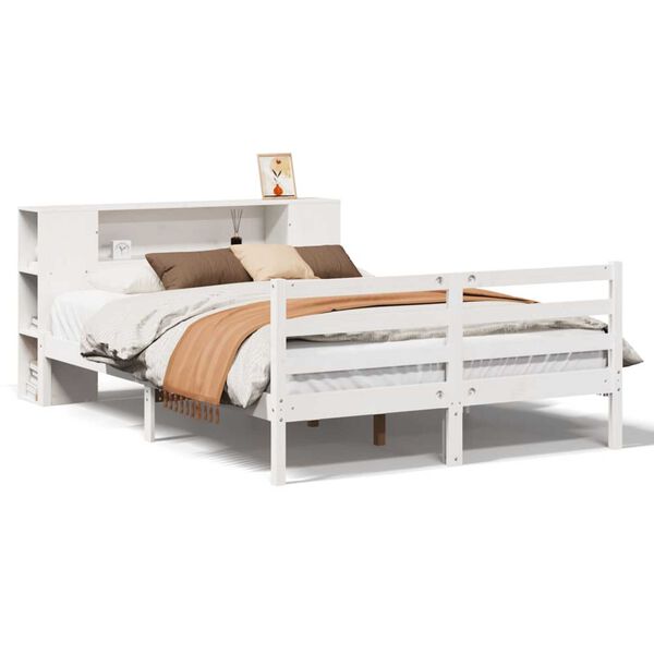 vidaXL Letto Libreria senza Materasso Bianco 135x190 cm Legno di Pino