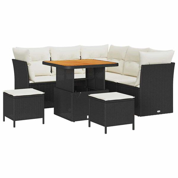 vidaXL Set Divano da Giardino 8 pcs Nero polyrattan