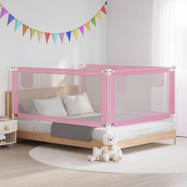 vidaXL Sponda Letto di Sicurezza per Bambini Rosa 190x25 cm Tessuto