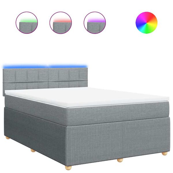 vidaXL Giroletto a Molle con Materasso Grigio Chiaro 140x200cm Tessuto