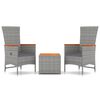vidaXL Set Mobili Giardino 3pz Grigio Polyrattan Legno Massello Acacia