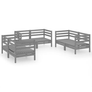vidaXL Set Divani da Giardino 6 pz Grigio in Legno Massello di Pino