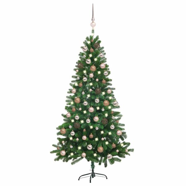 vidaXL Albero di Natale Preilluminato con Palline Verde 180 cm