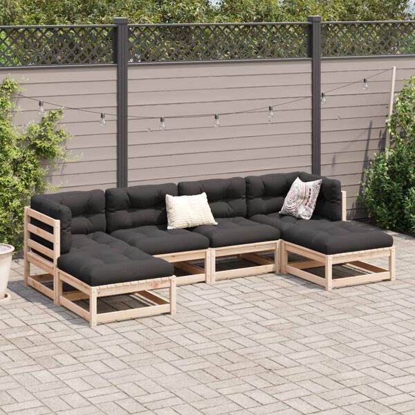 vidaXL Set Divani Giardino 6 pz con Cuscini in Legno Massello di Pino