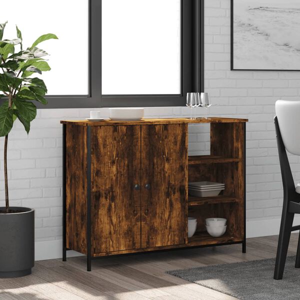 vidaXL Credenza Rovere Fumo 100x33x75 cm in Legno Multistrato