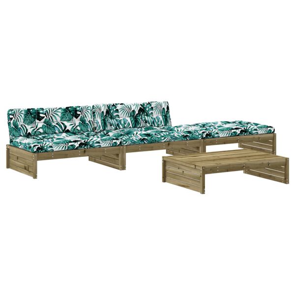 vidaXL Set Divani da Giardino 4pz con Cuscini Legno Impregnato di Pino