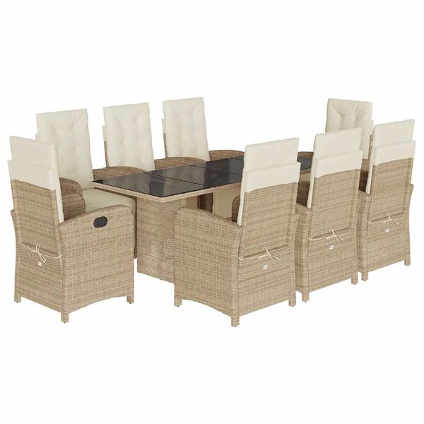 vidaXL Set da Pranzo da Giardino 9 pz con Cuscini Beige in Polyrattan