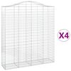 vidaXL Cesti Gabbioni ad Arco 4 pz 200x50x220/240 cm Ferro Zincato