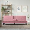 vidaXL Divano Letto con Portabicchieri in Velluto Rosa