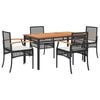vidaXL Set da Pranzo da Giardino 5 pz Nero con Cuscini in Polyrattan
