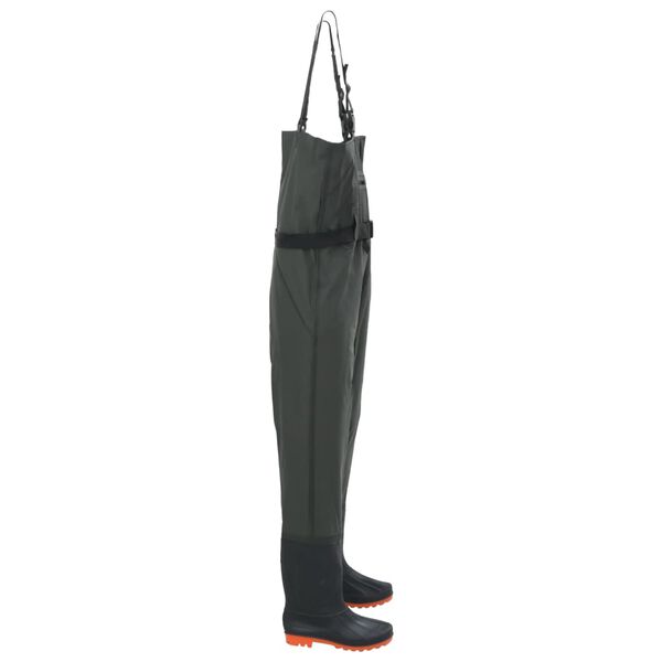 vidaXL Wader con Stivali e Cintura Verde Scuro Taglia 41