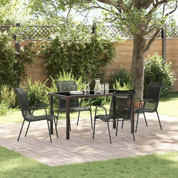 vidaXL Set da Pranzo per Giardino 5 pcs Nero