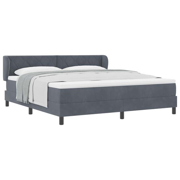 vidaXL Letto a molle con materasso Grigio scuro 180 x 200 cm Velluto