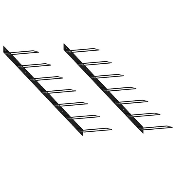 vidaXL Portavini da Parete per 14 Bottiglie 2 pz Nero in Metallo